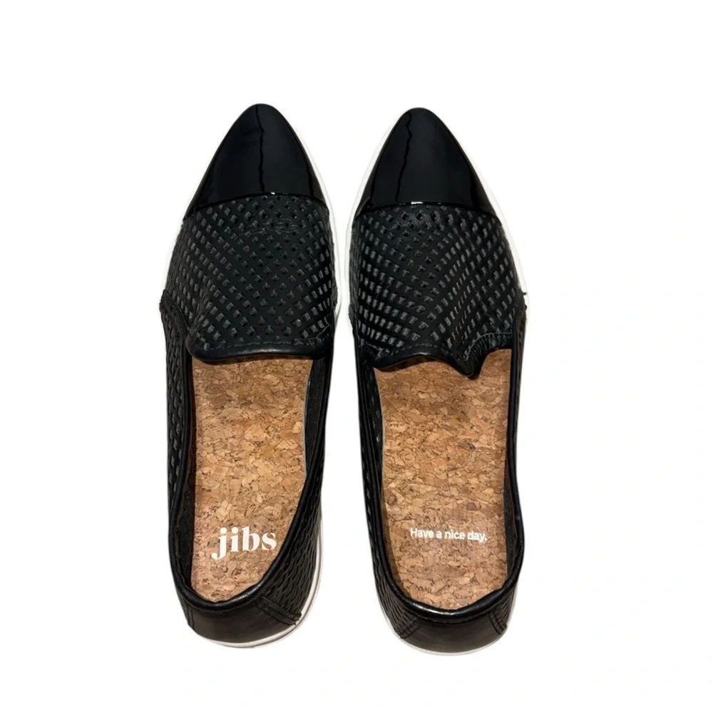 Jibs Slim Slip-On Fashion Sneaker‎ Flat In Jet Black + Onyx Women’s Size 7